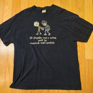 Vintage If Stupidity Was A Crime Joke T Shirt 90’s Y2K Navy Size XL Ironic